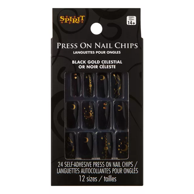 Black and Gold Moon Press-On Nails