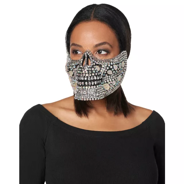 Glam Skeleton Rhinestone Half Mask