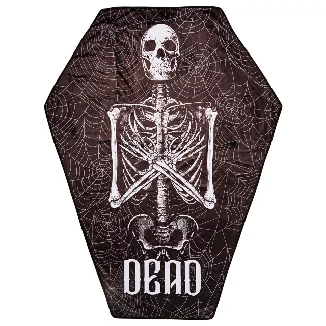 Gothic Noir Skull Coffin Fleece Blanket