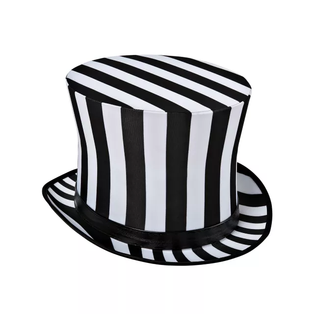 Black and White Striped Top Hat