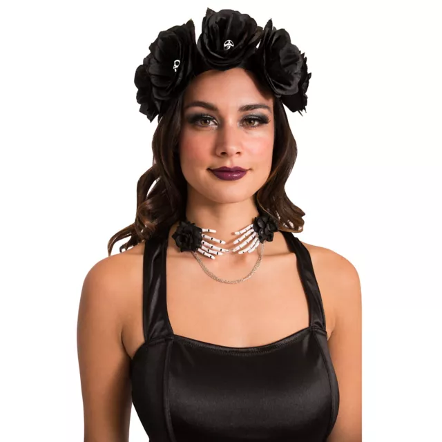 Black Rose Skull Headband