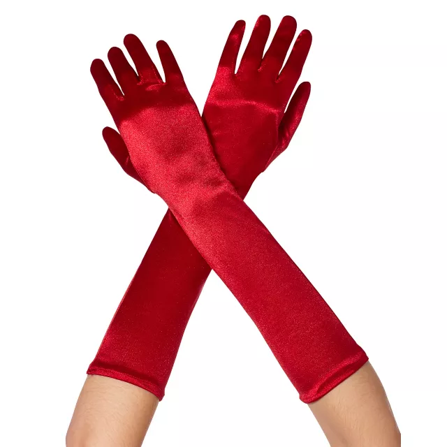 Long Red Satin Gloves