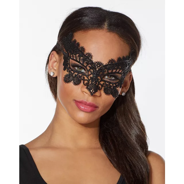 Black Lace Flower Eye Half Mask