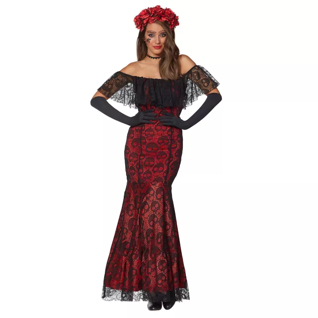 Adult La Catrina Day of the Dead Trumpet Dress Costume