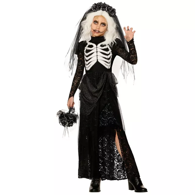 Kids Zombie Skeleton Bride Costume