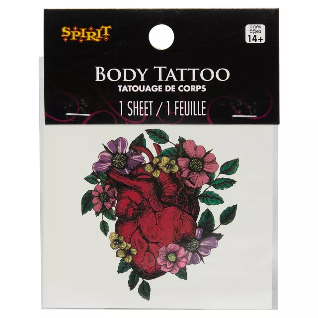 Heart Flower Temporary Tattoo