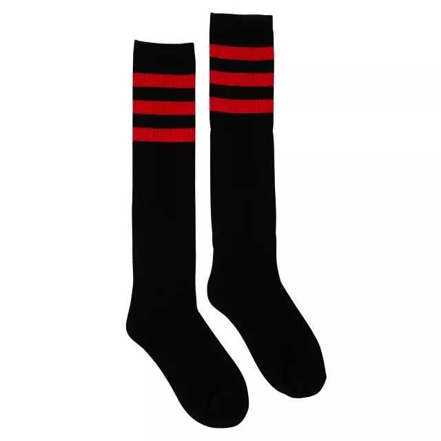 Black and Red Striped Knee High Sports Socks