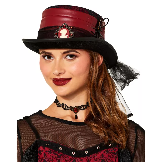 Red Gothic Top Hat