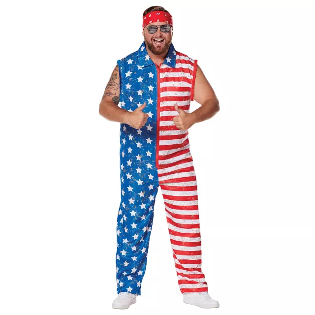 Adult Stars and Stripes Plus Size Jumpsuit Costume