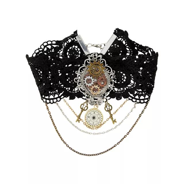Steampunk Heart Charm Choker Necklace