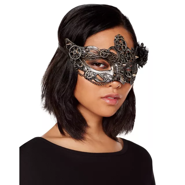 Silver Steampunk Eye Half Mask