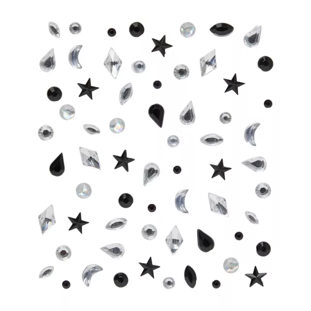 Black and Silver Press On Gem Stones