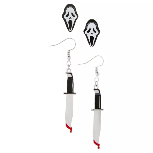 Ghost Face Dangle Earrings - 2 Pair