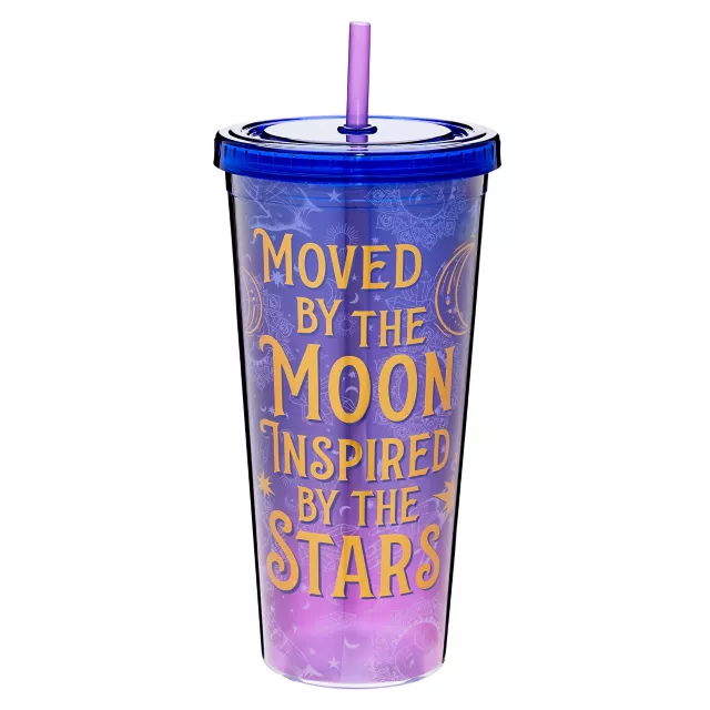 Tarot Moon and Stars Cup with Straw - 20 oz.