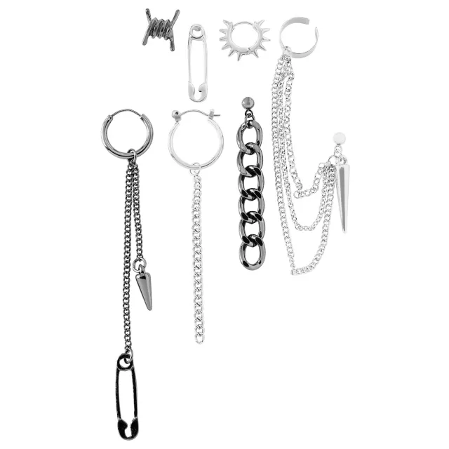 Punk Mismatched Earring Set - 7 Pack