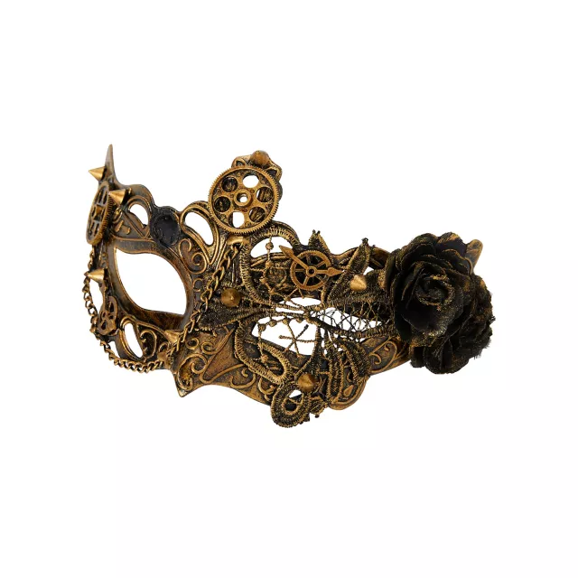 Gold Rose Steampunk Eye Half Mask