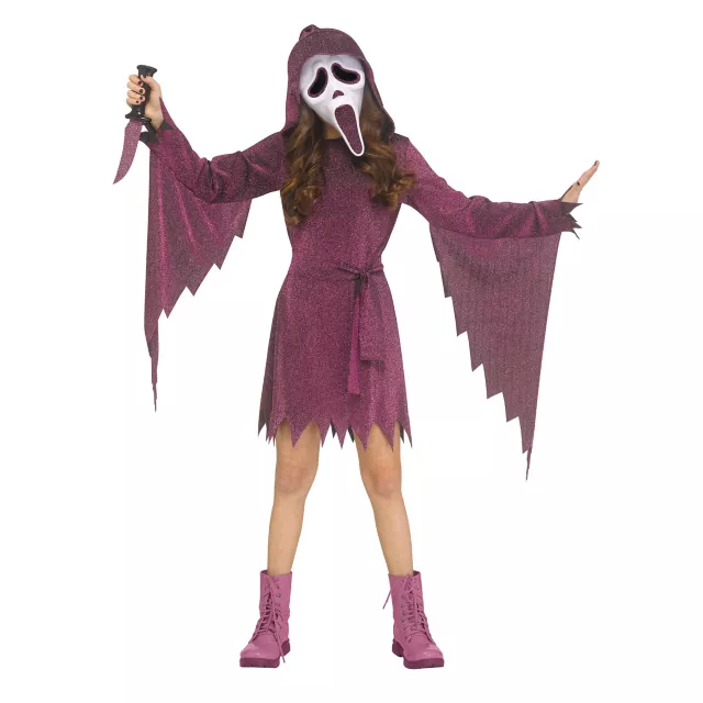 Kids Pink Ghost Face Bling Dress Costume