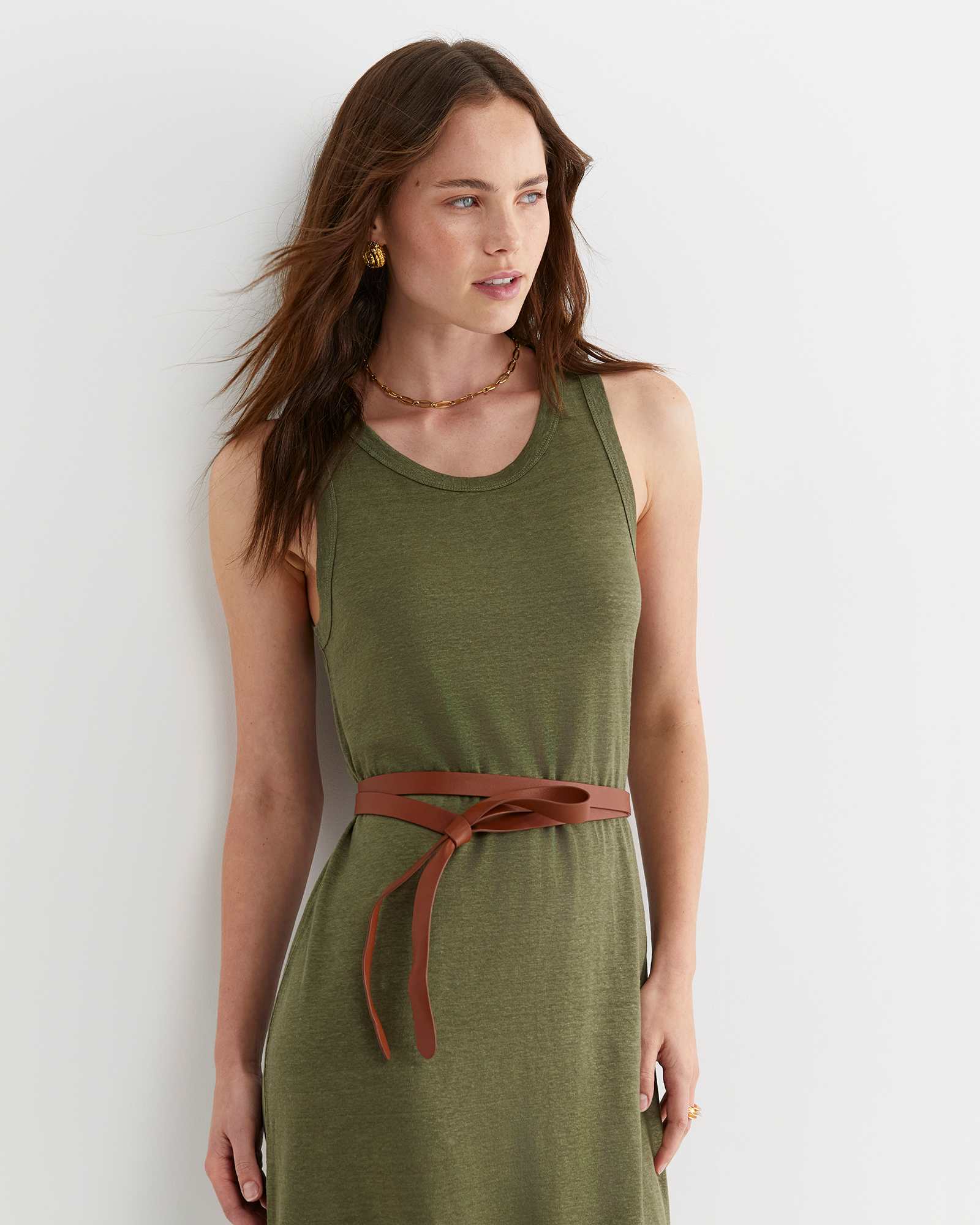 Tonia Linen Tank Midi Dress