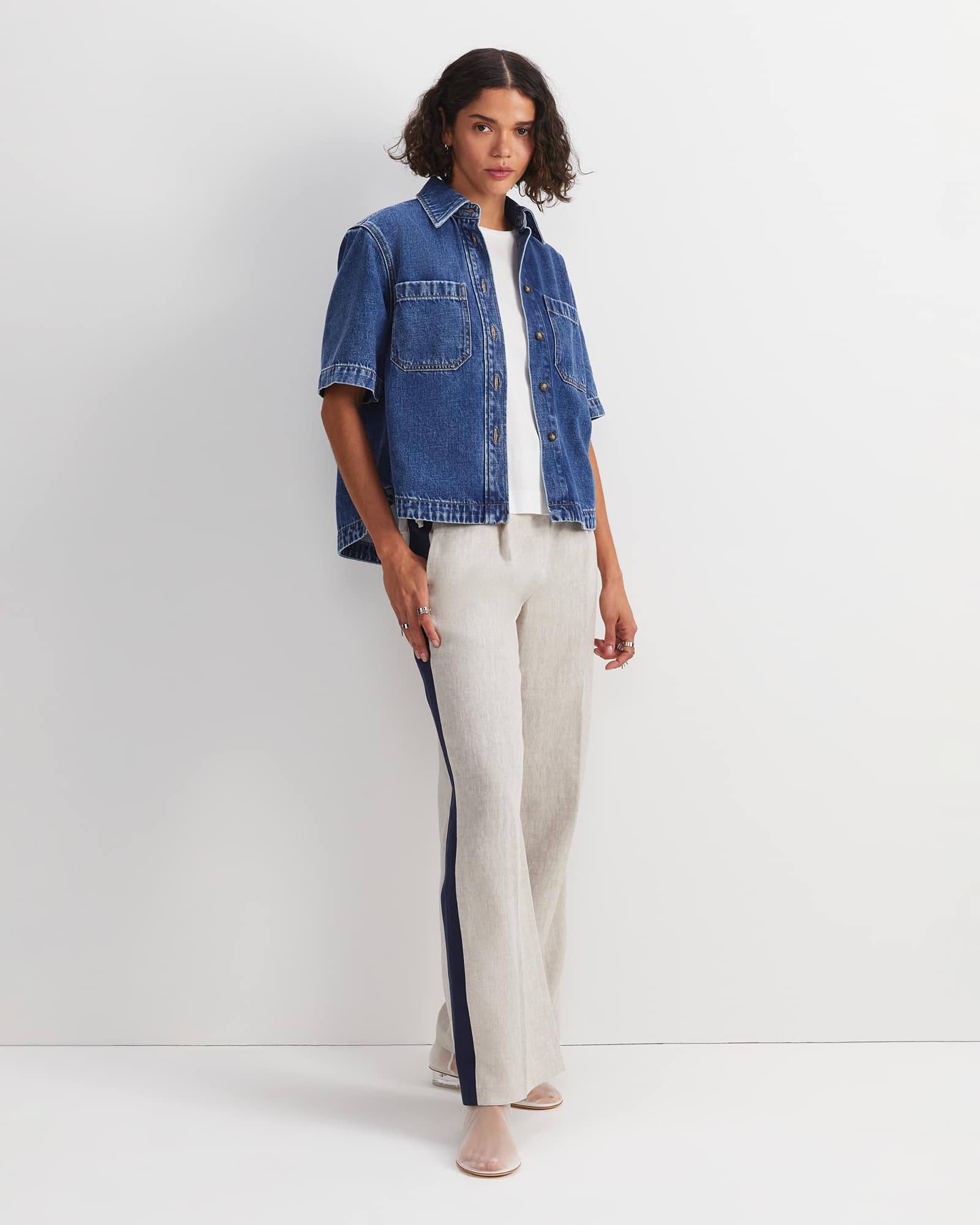 Allegra Crop Denim Shirt