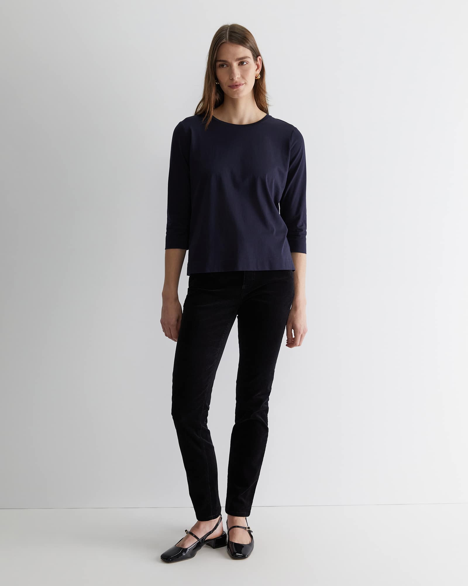 Cotton Crew 3 Quarter Sleeve T-Shirt