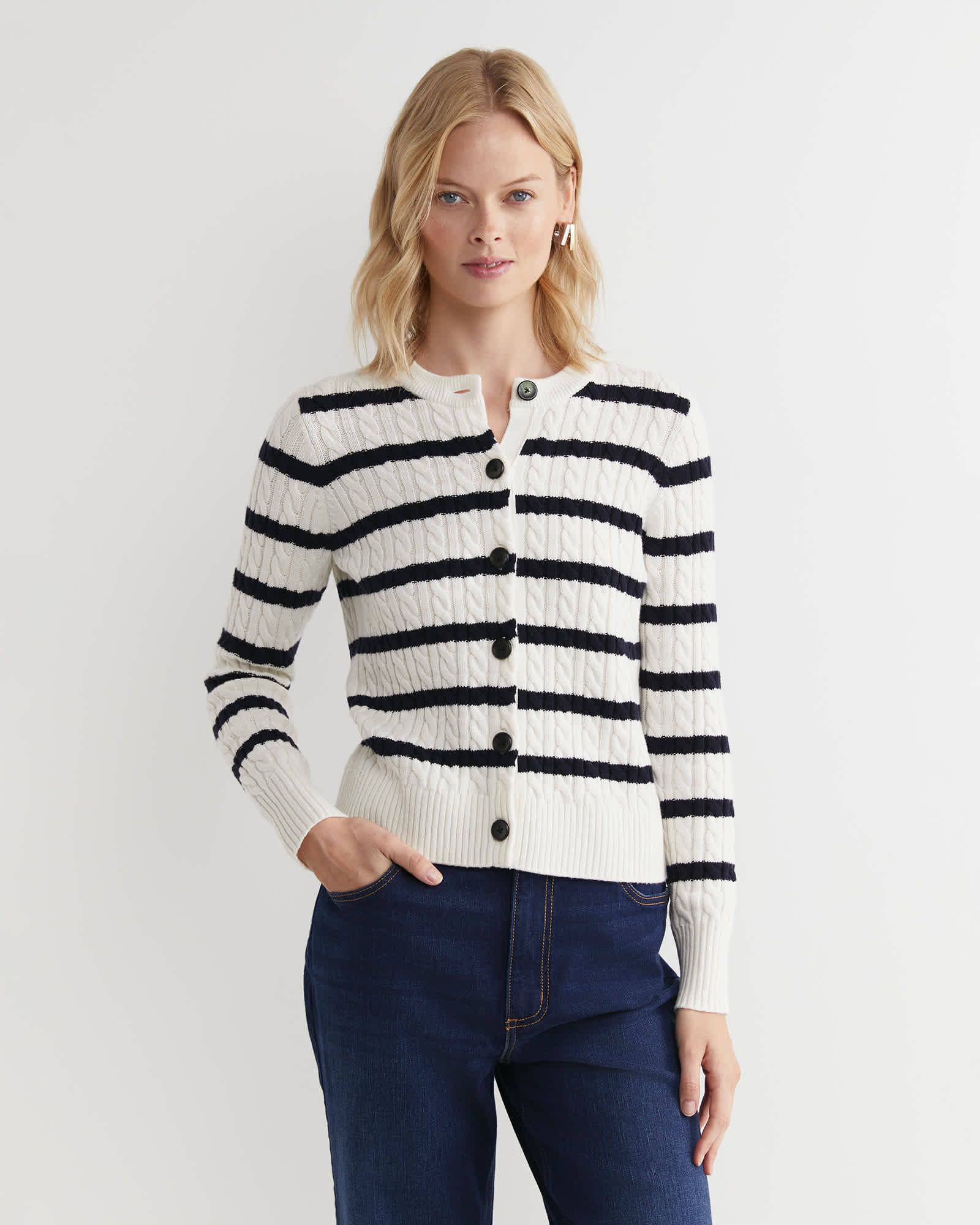 Cable Merino Cotton Cardigan