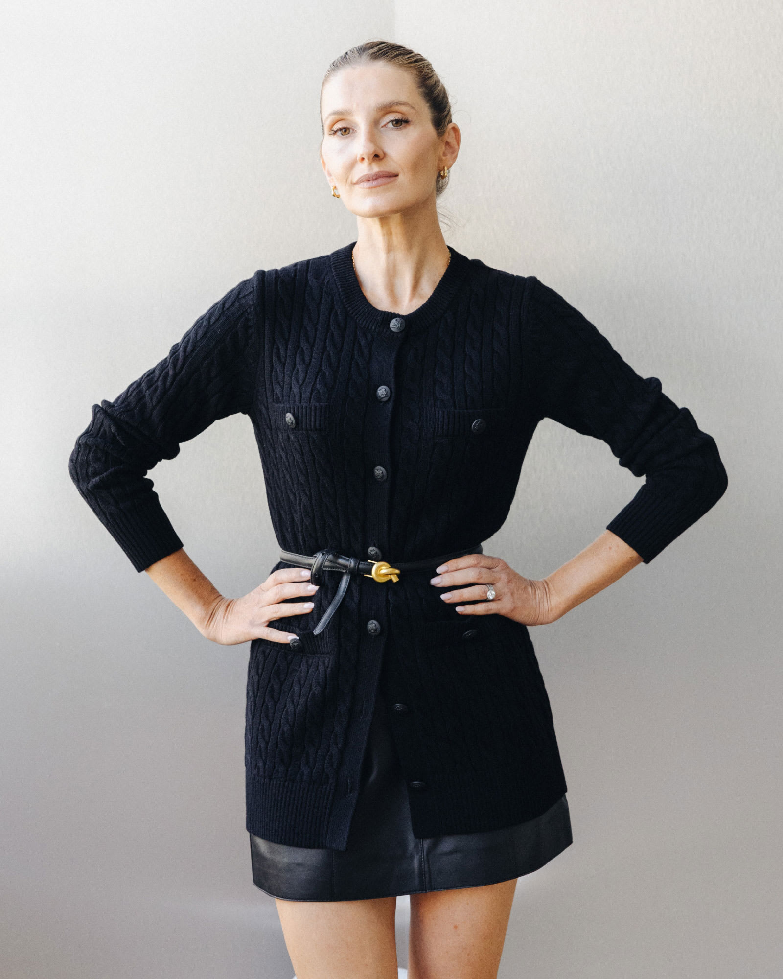 Longline Merino Blend Cable Cardigan