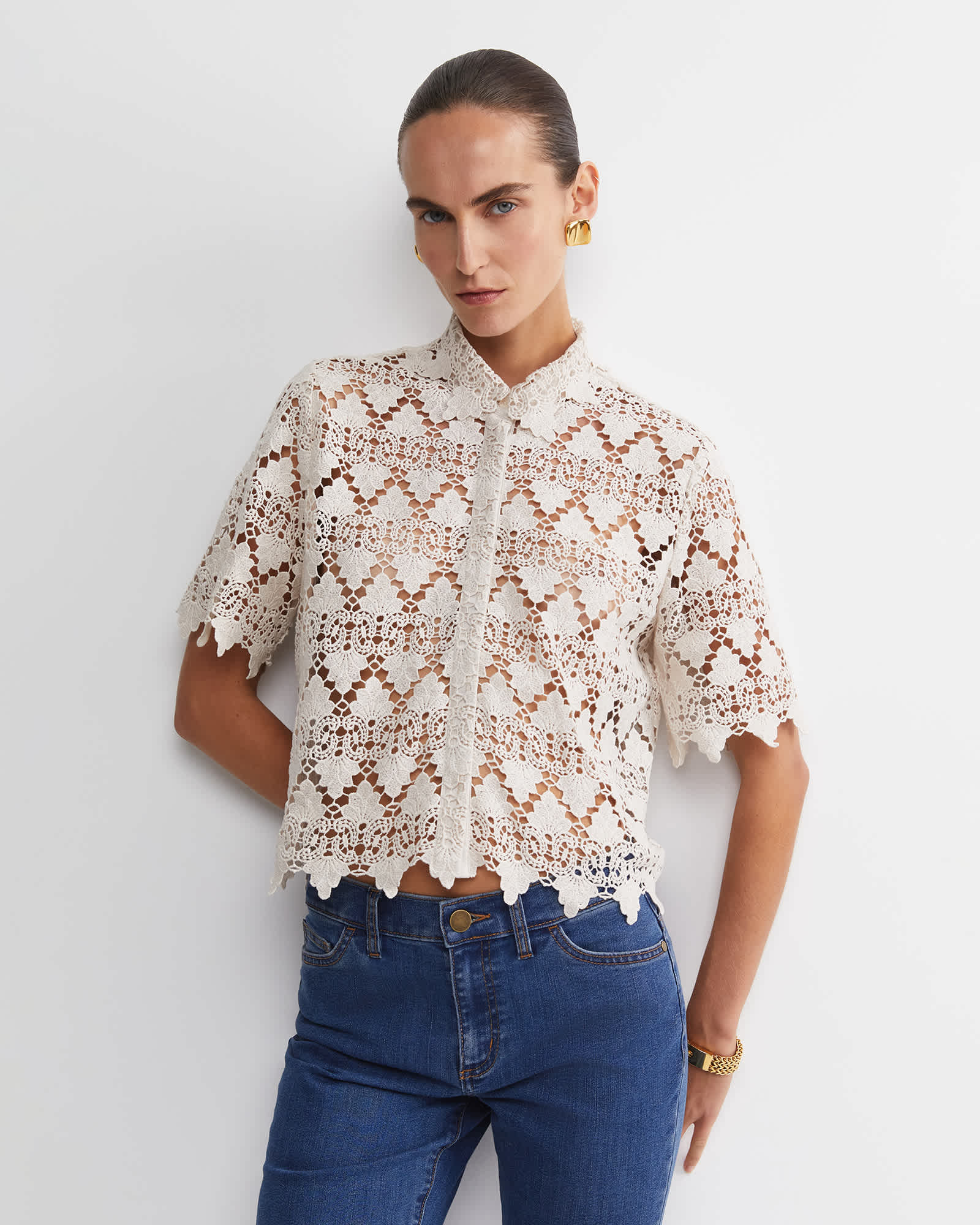 Ariana Lace Cropped Shirt