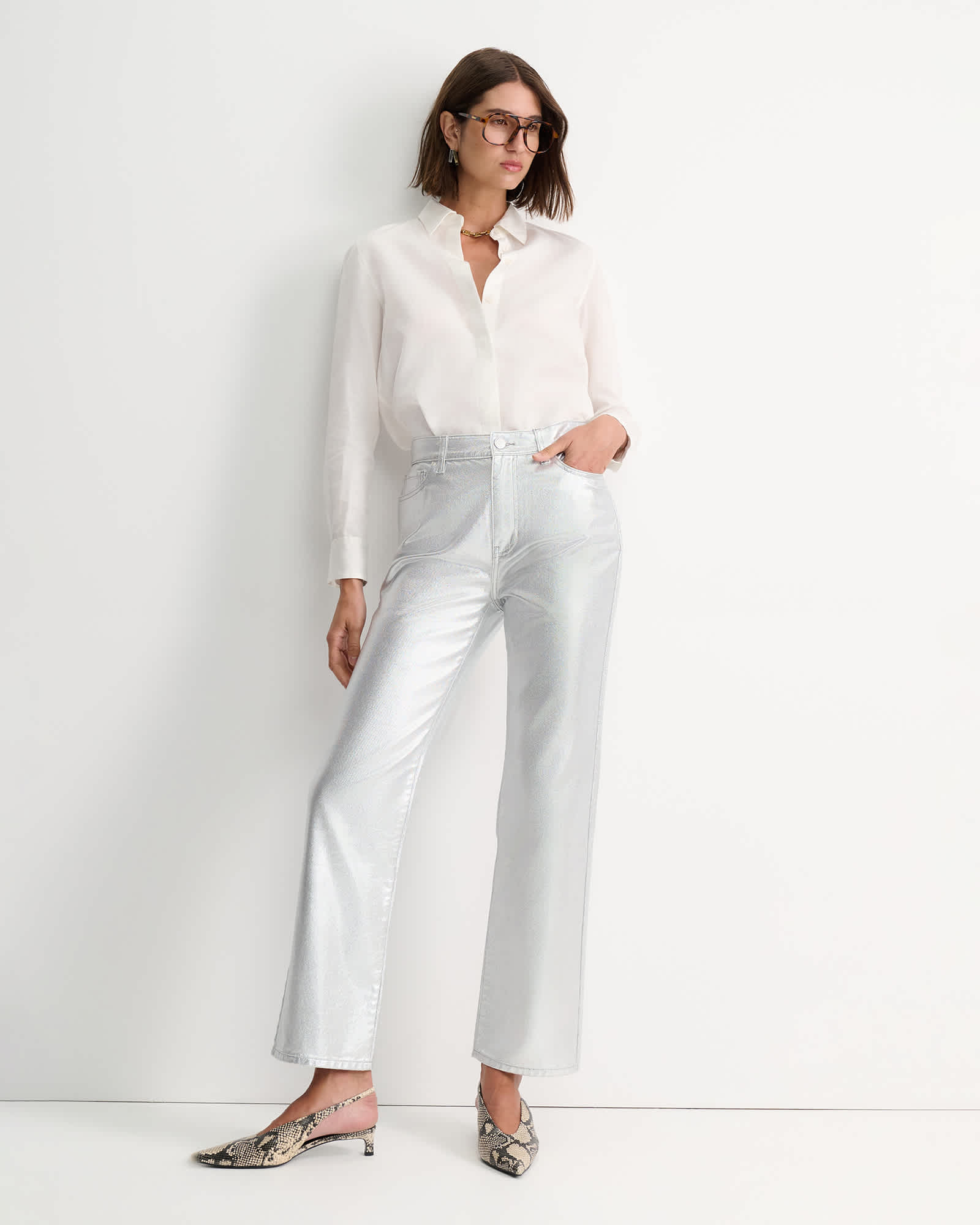 Bec Foiled Straight Leg Jean