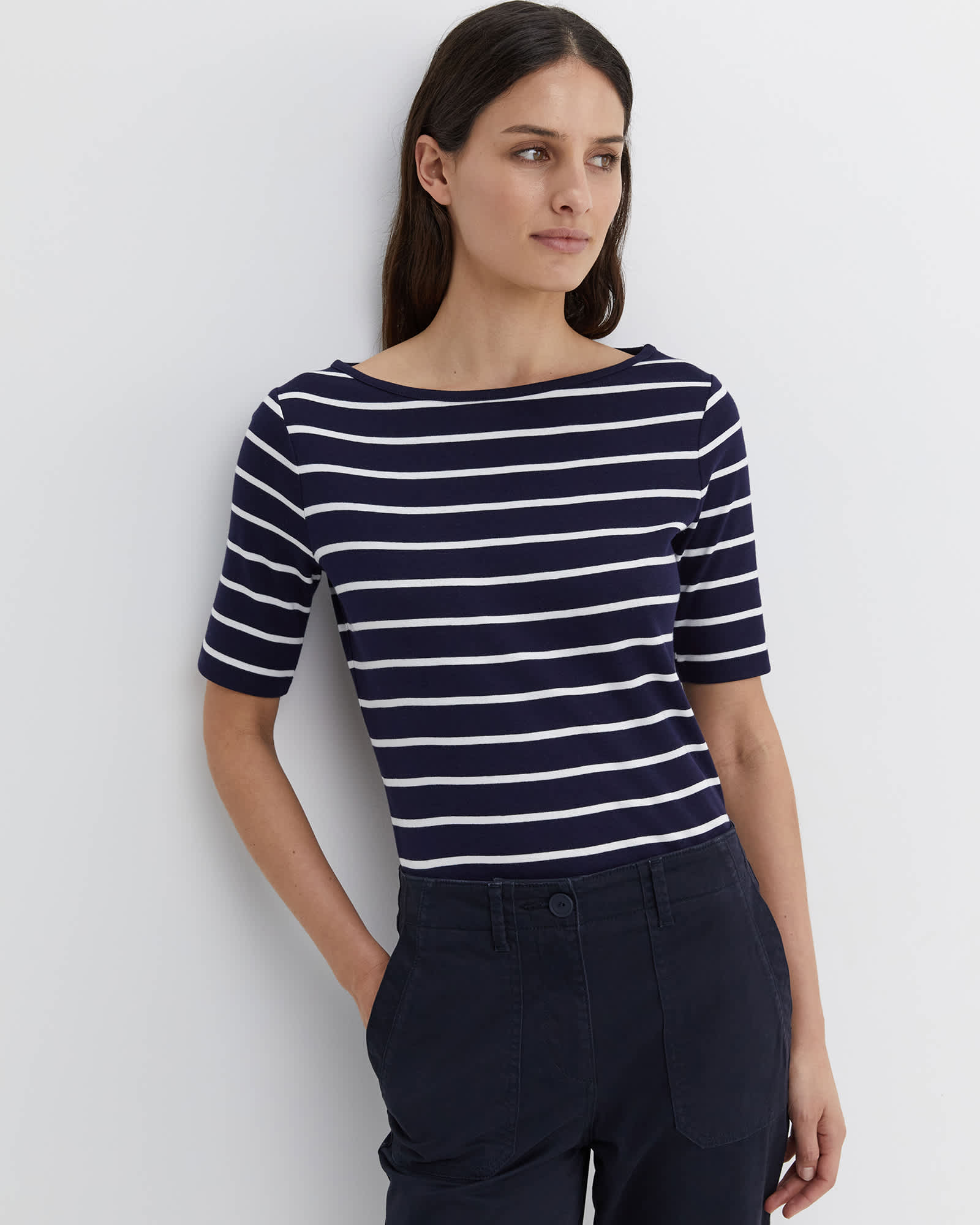 Heidi Boat Neck Half Sleeve Tee