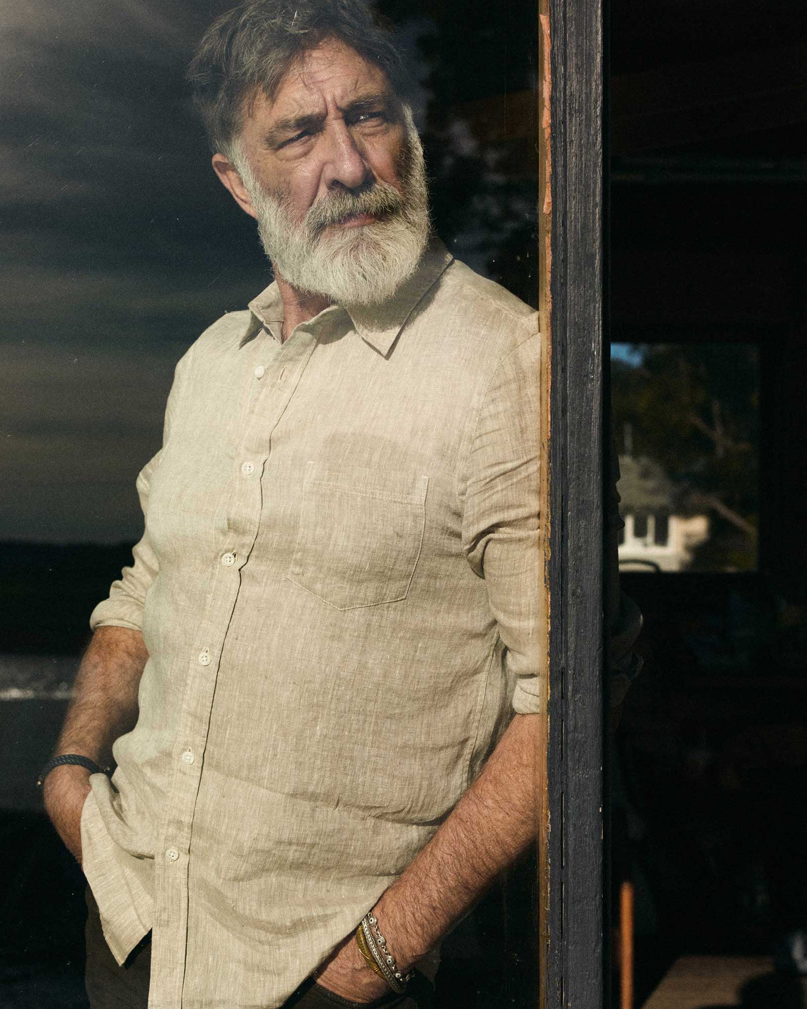 Long Sleeve Linen Yarn-Dyed Shirt