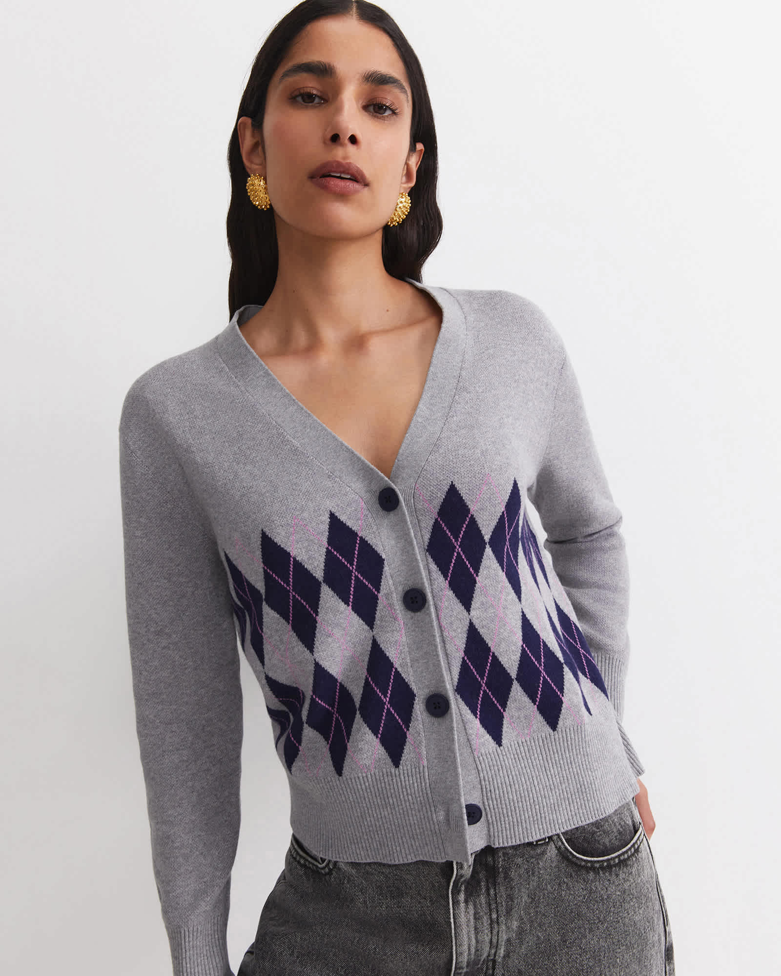 Lorri Argyle Cotton Cardigan