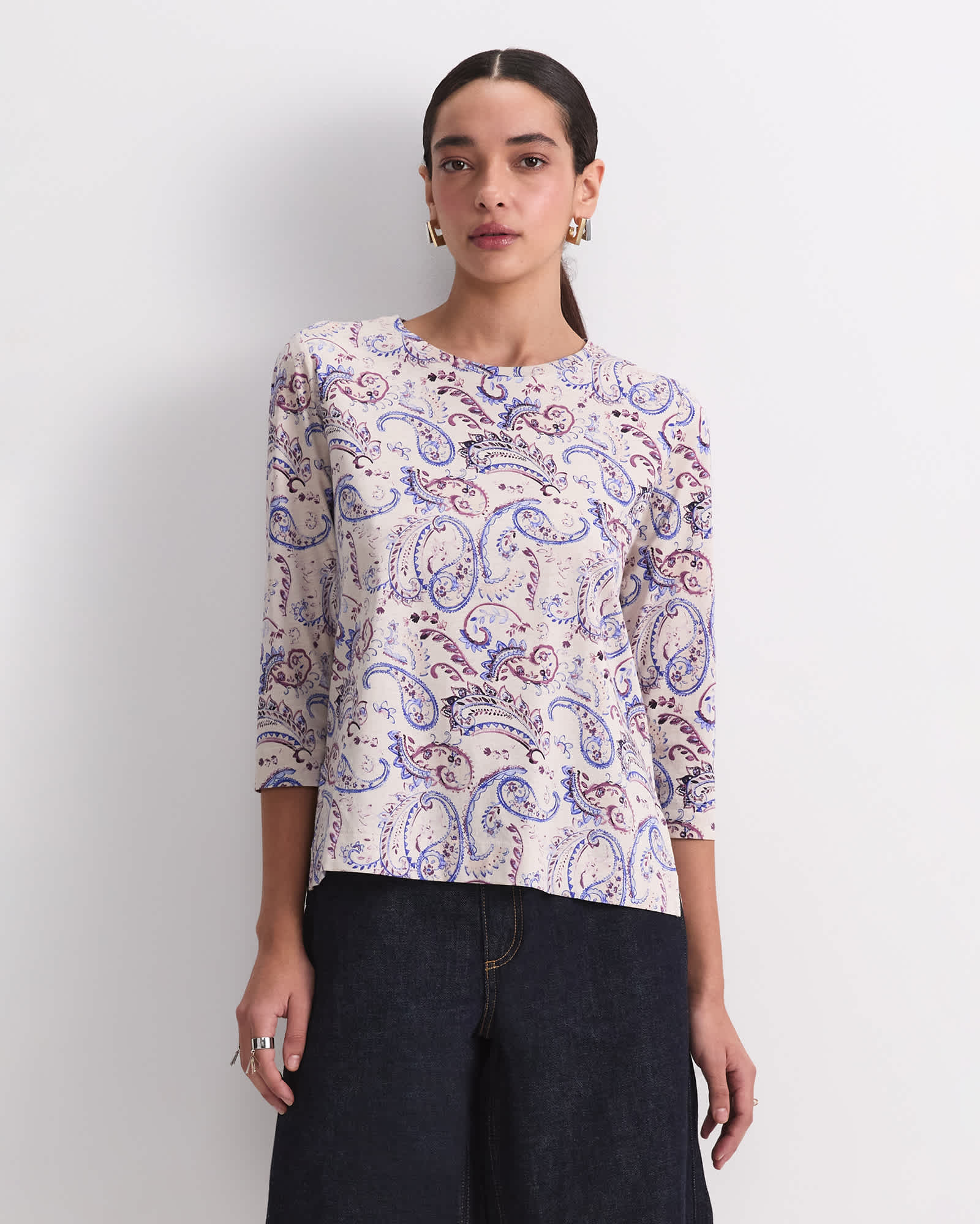 Ellie 3/4 Sleeve Mercerised Tee