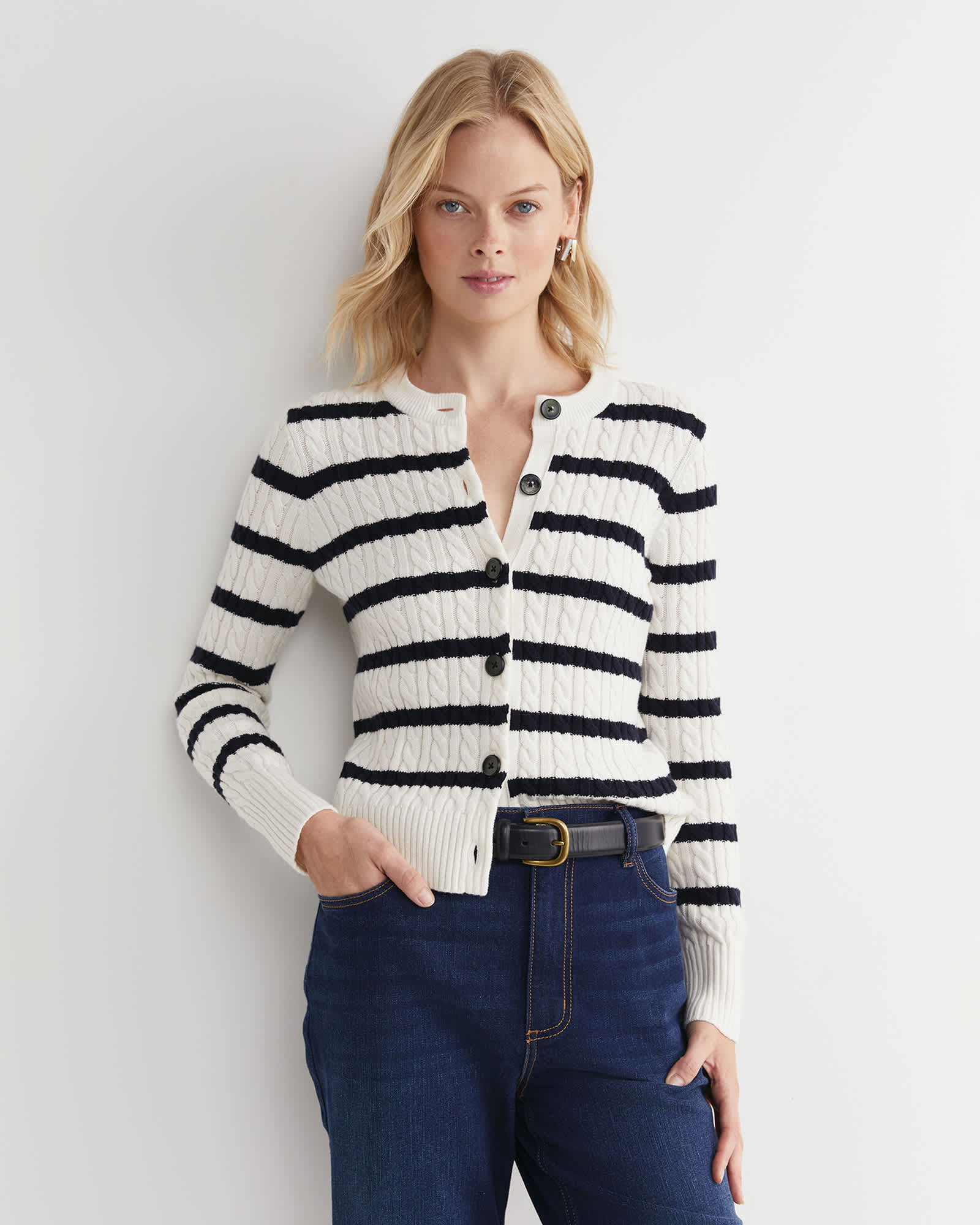Cable Merino Cotton Cardigan