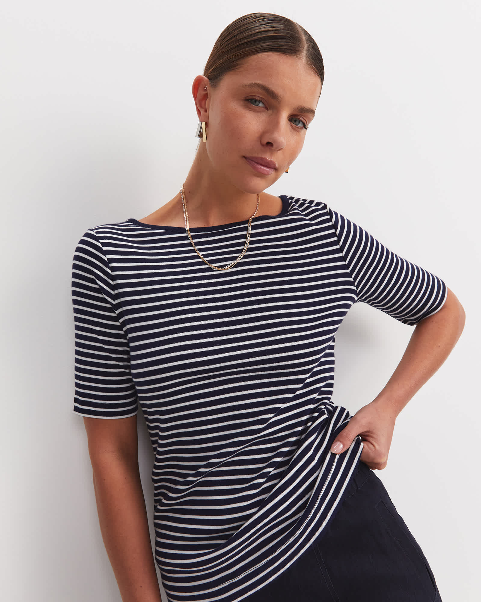 Heidi Boat Neck Half Sleeve Tee