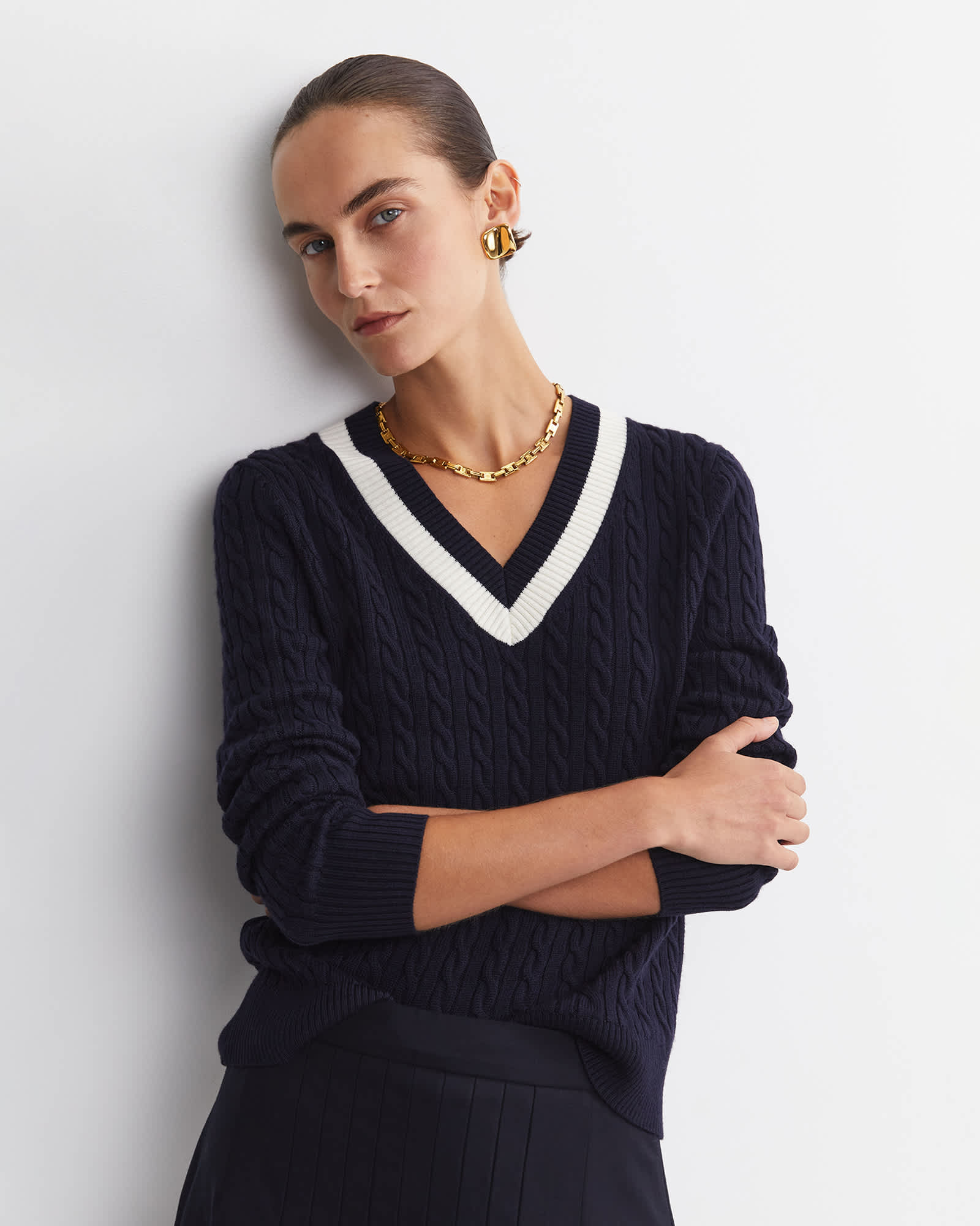 Baby Cable V-Neck Sweater