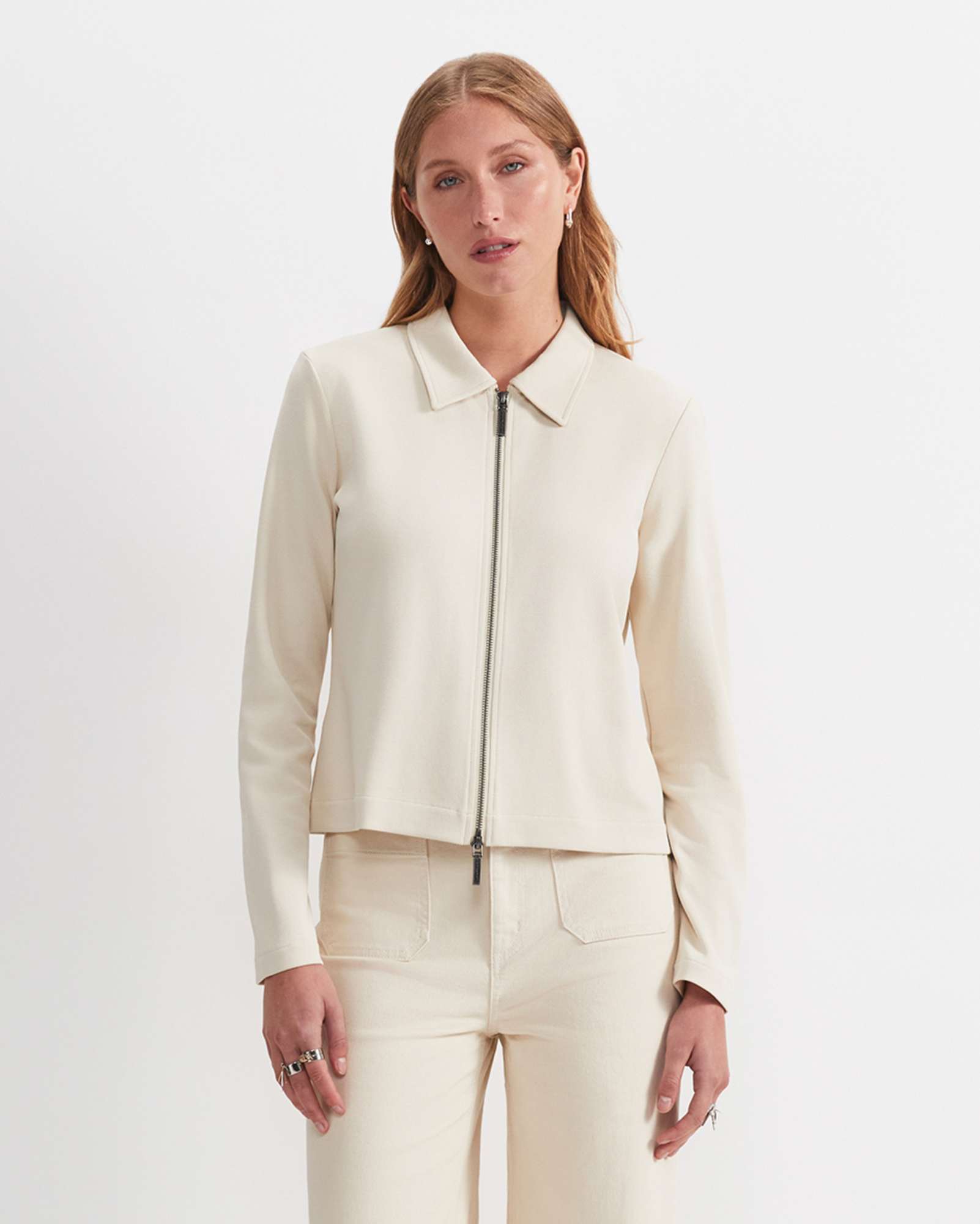 Long Sleeve Zip Through Top