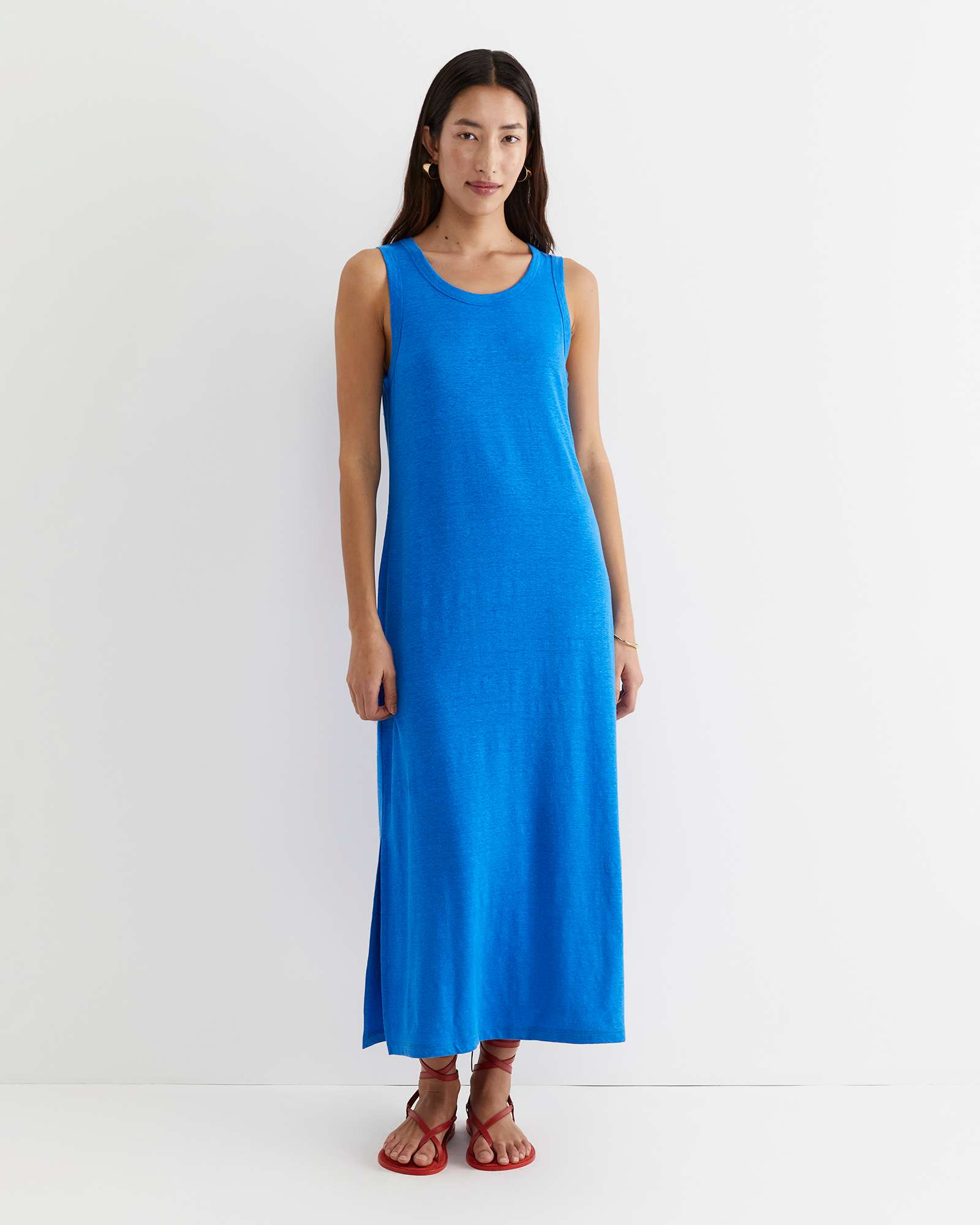 Tonia Linen Tank Midi Dress