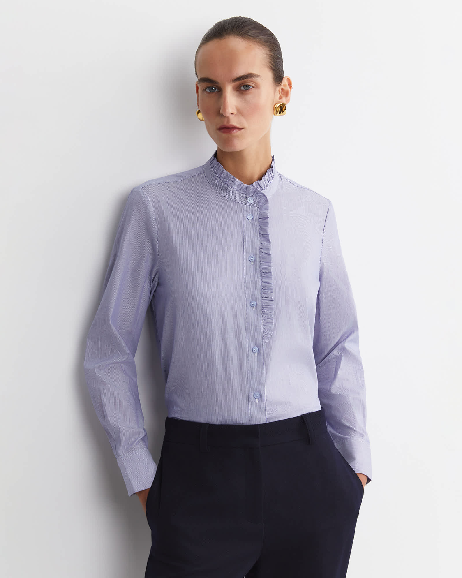 Asha Stripe Ruffle Blouse