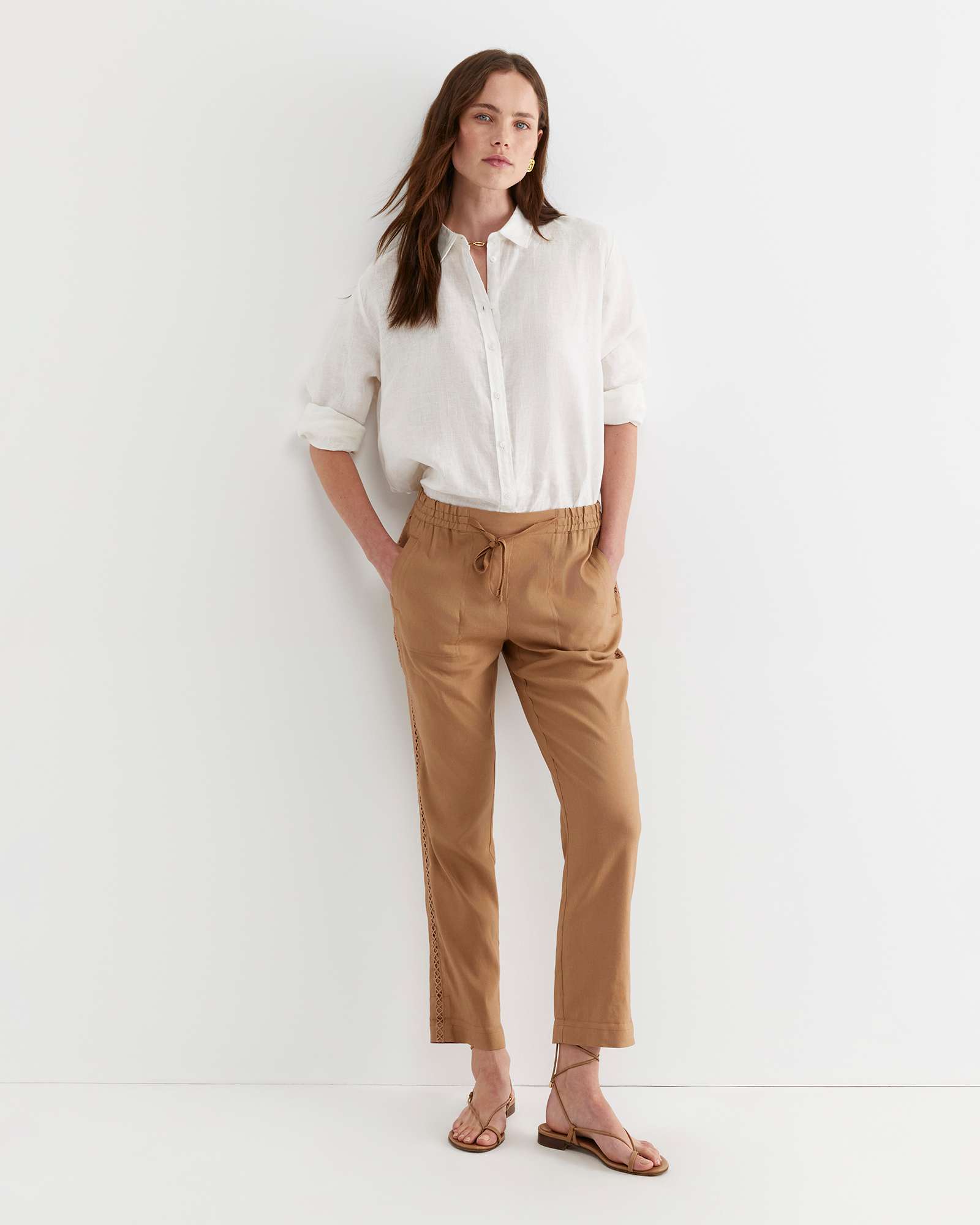 Rosa Lace Trim Linen Pant