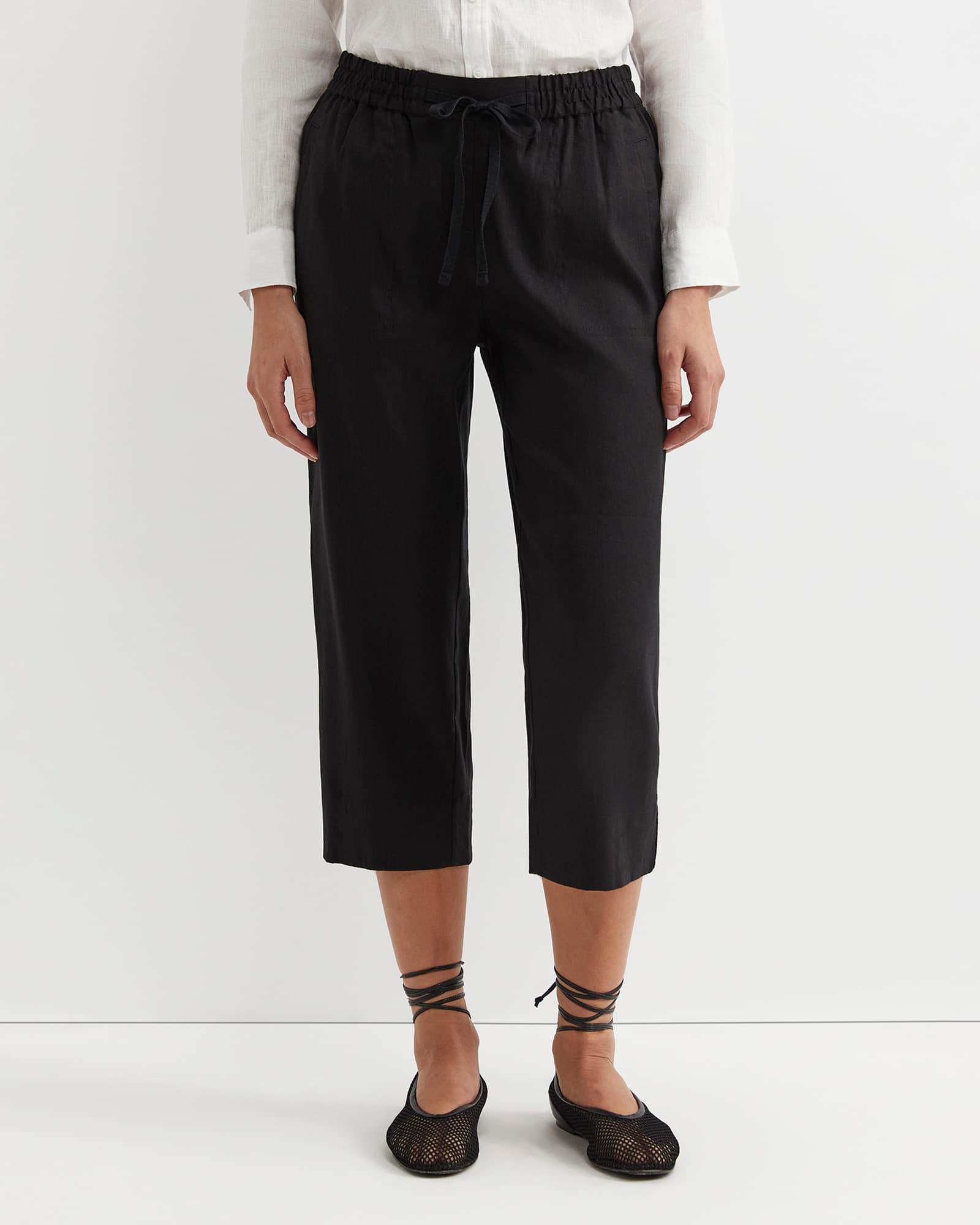 Rosa Bead Trim Crop Linen Pant