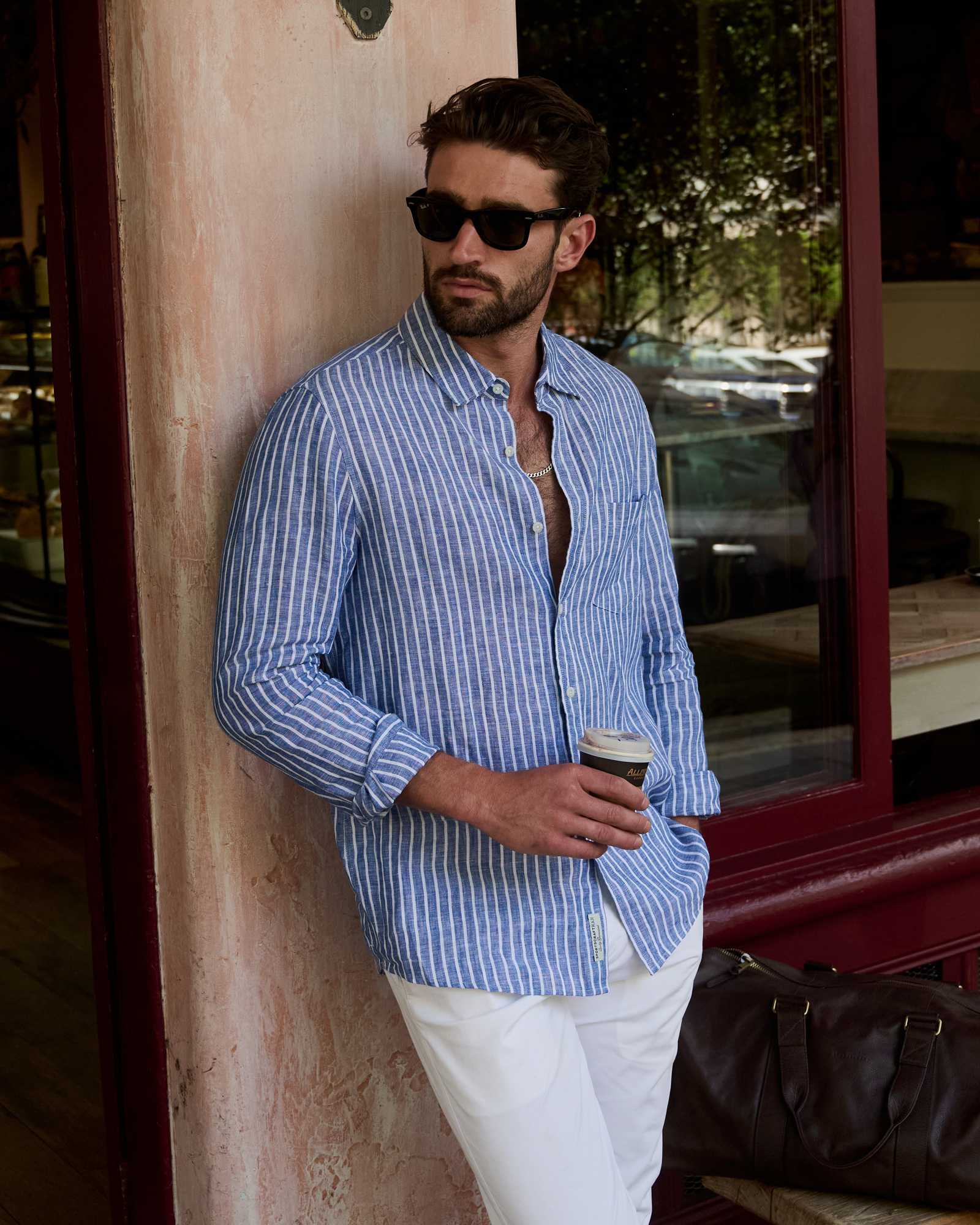 Chalmers Long Sleeve Stripe Linen Shirt
