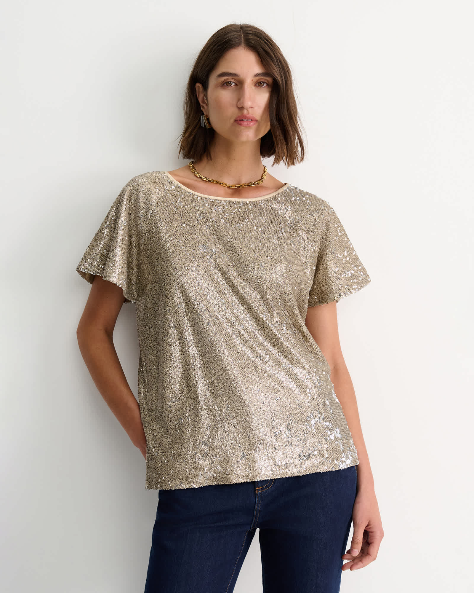 Sammi Sequin Short Sleeve Top