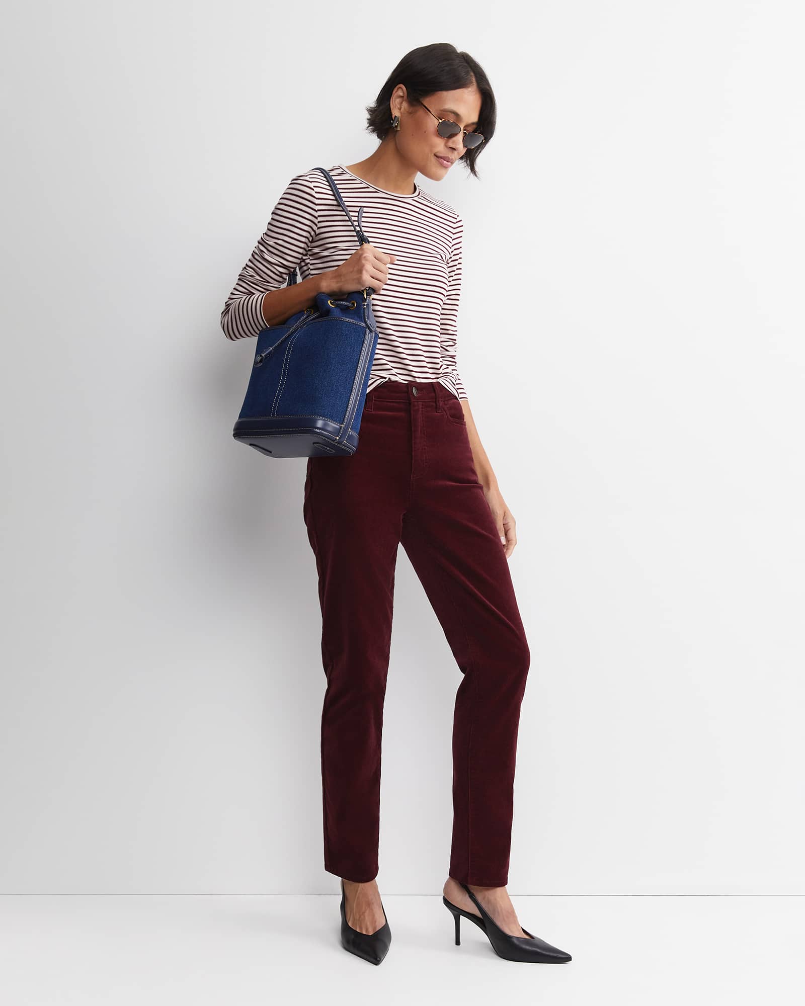 Stripe Lurex Long Sleeve Magic Tee