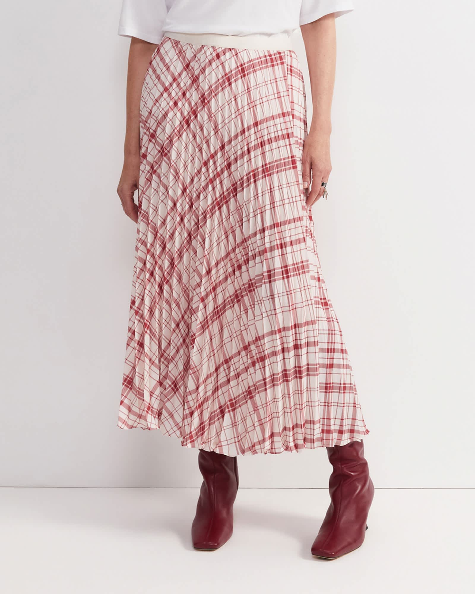 Ruby Check Pleat Maxi Skirt