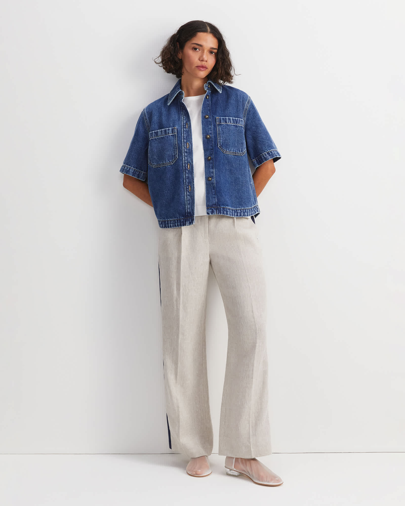 Allegra Crop Denim Shirt
