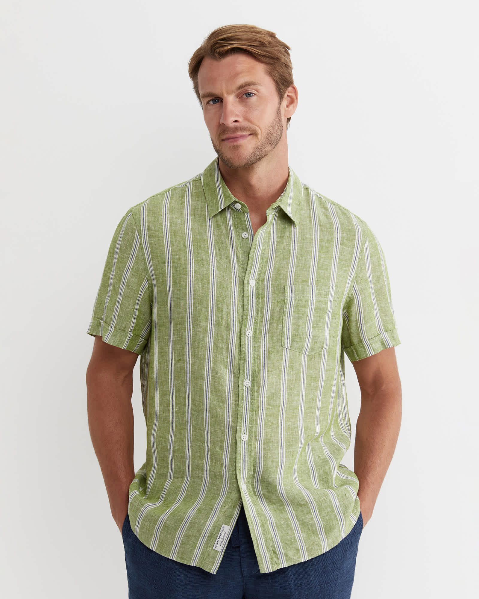 Flynn Short Sleeve Stripe Linen Shirt