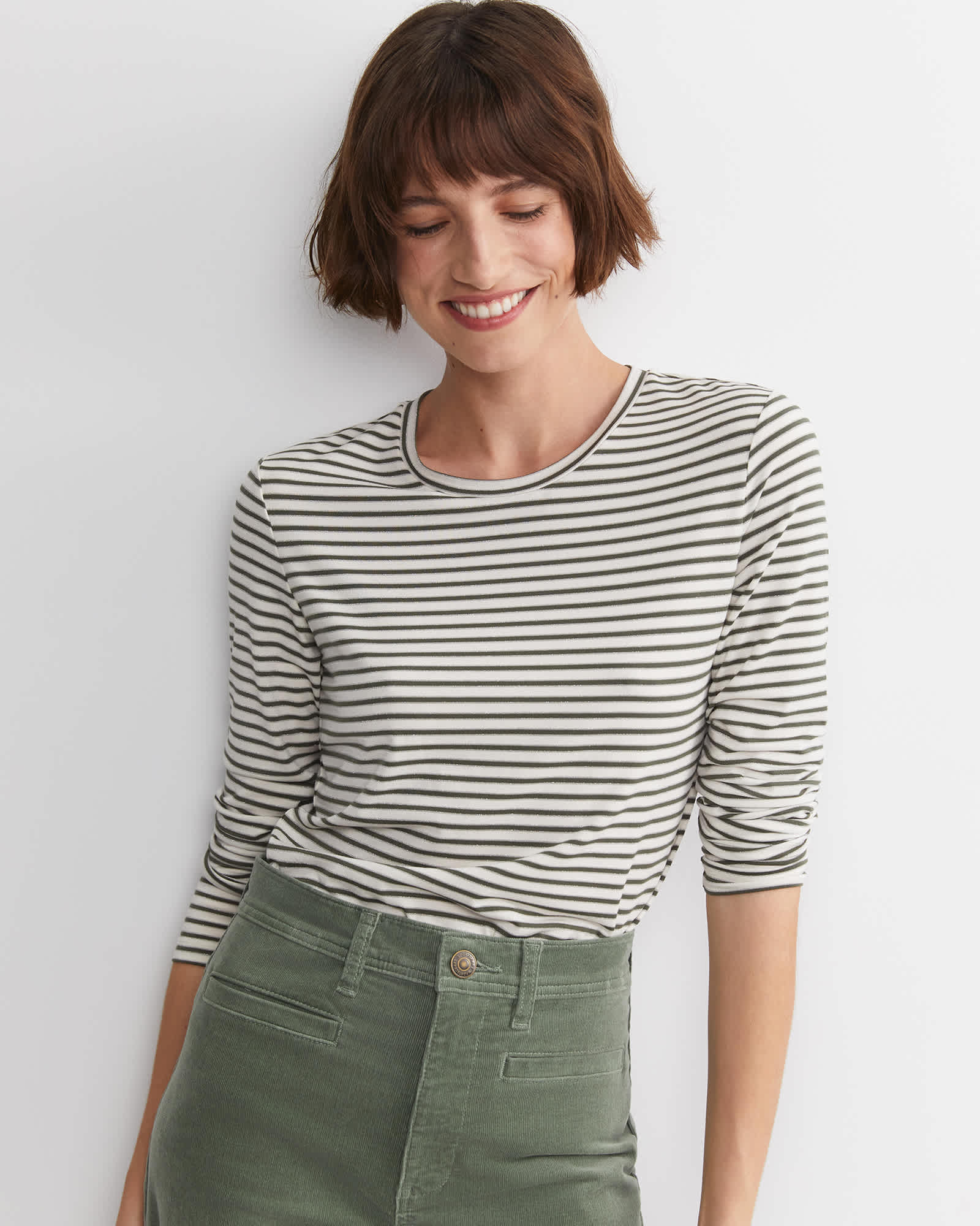 Stripe Lurex Long Sleeve Magic Tee