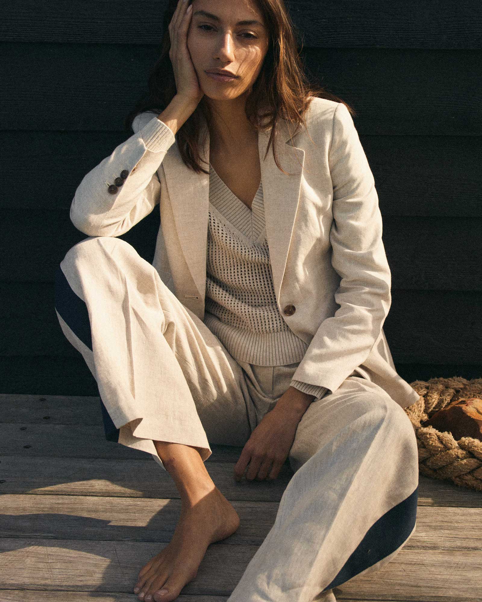 Freya Side Stripe Linen Pant