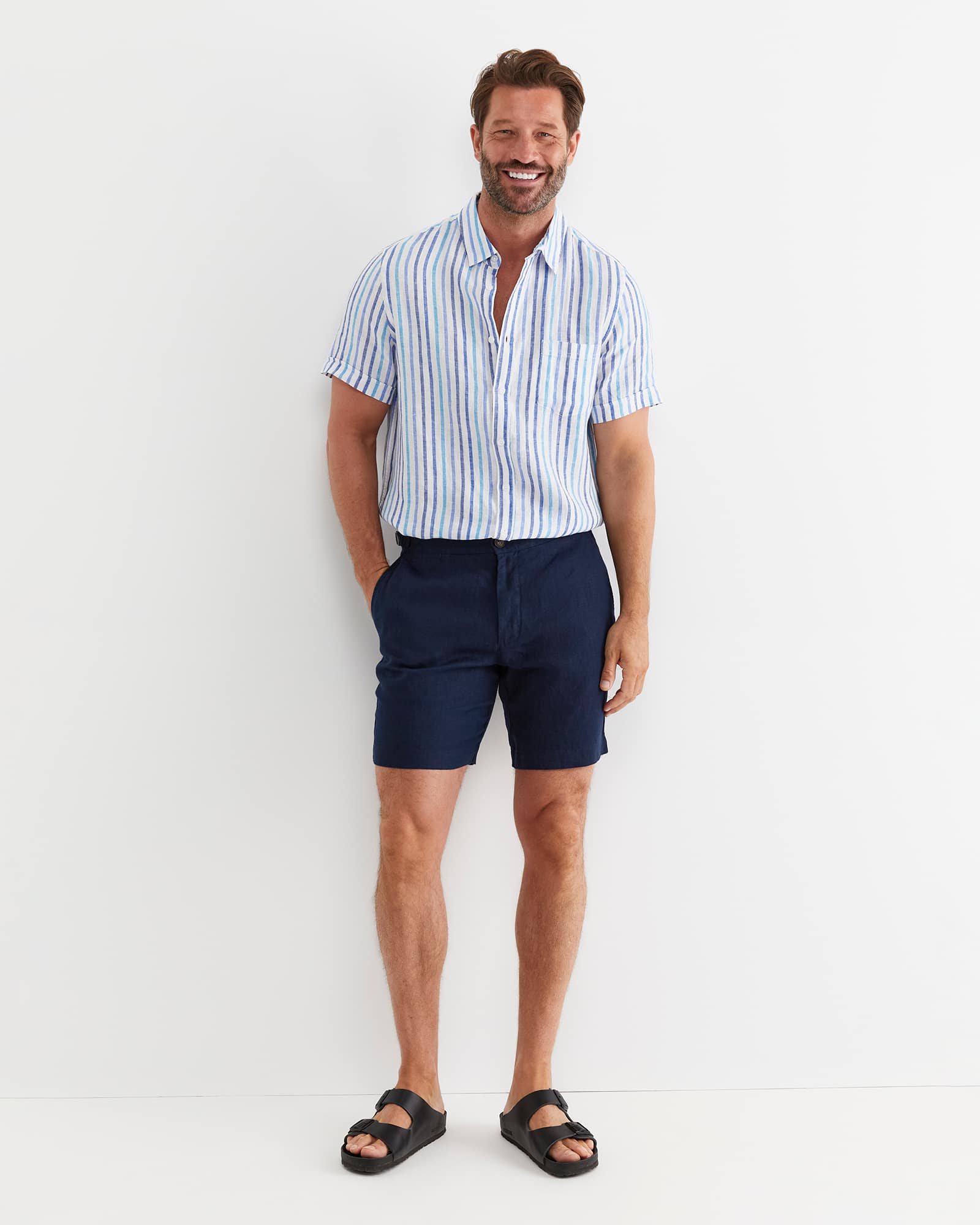 Fenton Short Sleeve Stripe Linen Shirt