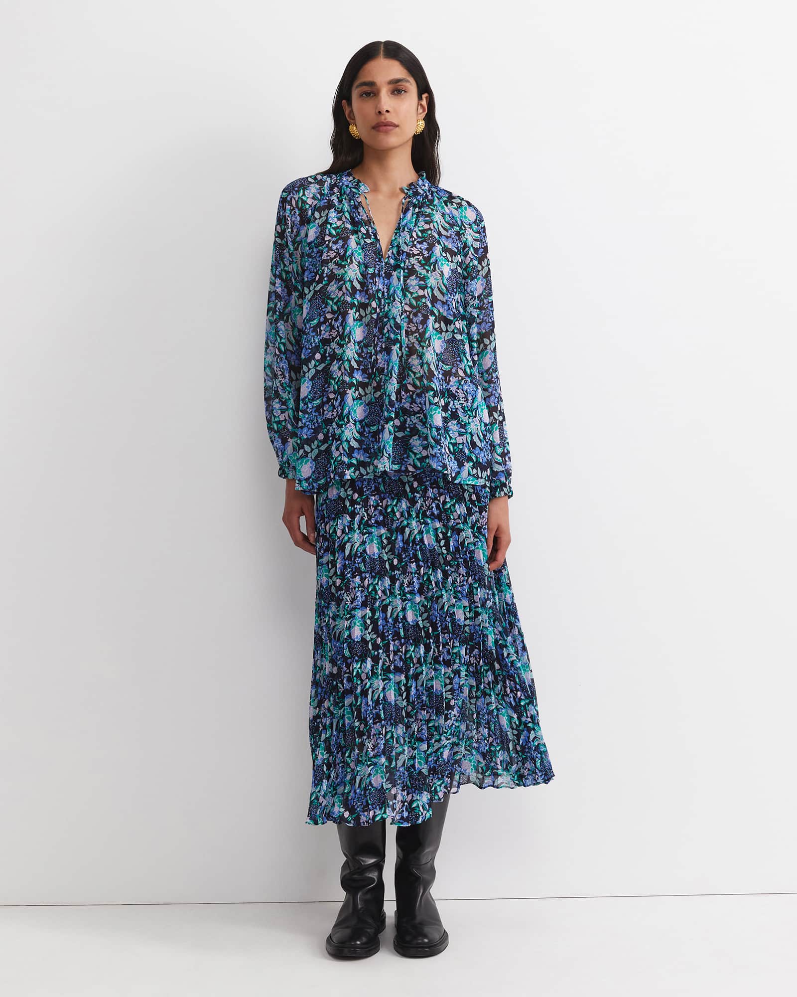 Nilsa Long Sleeve Print Blouse